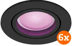 Coolblue Philips Hue Centura inbouwspot White and Color - rond - Zwart - 6-pack aanbieding