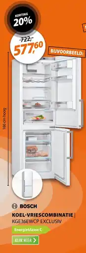 Expert Bosch koel-vriescombinatie KGE36EWCP aanbieding