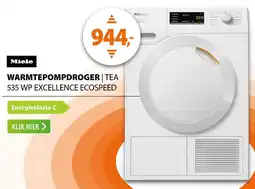 Expert Miele warmtepompdroger | tea 535 wp excellence ecospeed aanbieding