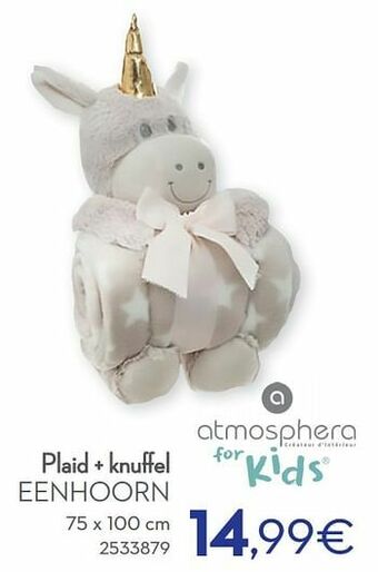 Cora Plaid + knuffel eenhoorn aanbieding