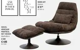 Freetime SWIVEL ARMCHAIR MONTREAL MET HOCKER aanbieding