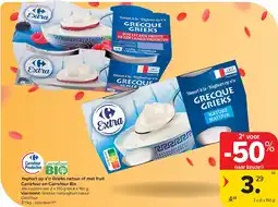 Carrefour Yoghurt op z’n Grieks natuur of met fruit Carrefour en Carrefour Bio aanbieding