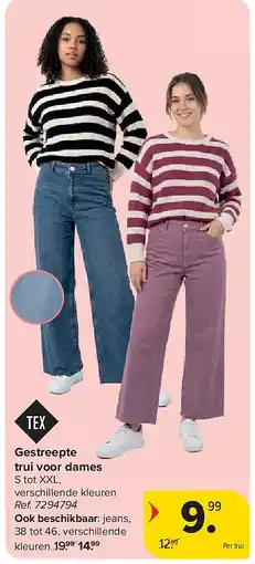 Carrefour Gestreepte trui voor dames aanbieding