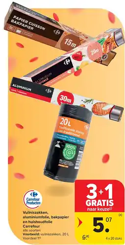 Carrefour Vuilniszakken, aluminiumfolie, bakpapier en huishoudfolie Carrefour aanbieding