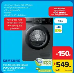 Carrefour Condensatiedroogkast DV9UDG52A0ABEN aanbieding
