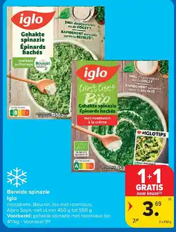Carrefour Bereide spinazie Iglo aanbieding