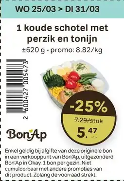 Bon Ap 1 koude schotel met perzik en tonijn aanbieding