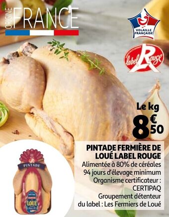 Auchan Pintade Fermiere De Loue Label Rouge aanbieding