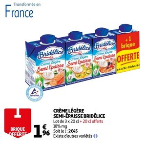 Auchan Creme Legere Semi-Epaisse Bridelice aanbieding
