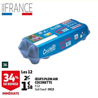 Auchan Oeufs Plein Air Cocorette aanbieding