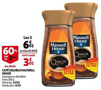 Auchan Cafe Soluble Maxwell House 200g aanbieding