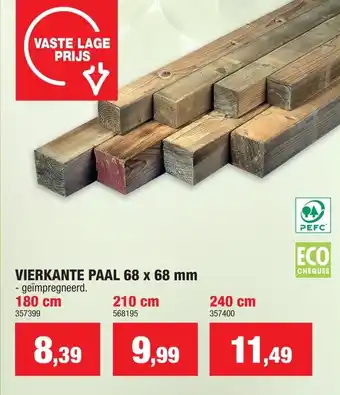 Hubo Vierkante Paal 68 x 68 mm aanbieding