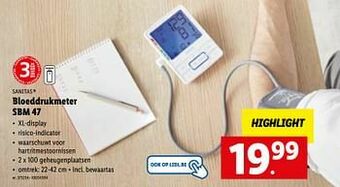 Lidl Sanitas bloeddrukmeter sbm 47 aanbieding