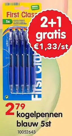 Yess kogelpennen blauw 5st aanbieding