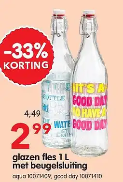 Yess glazen fles 1 L met beugelsluiting aanbieding