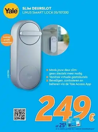 Yale slim deurslot linus smart lock 05-101200