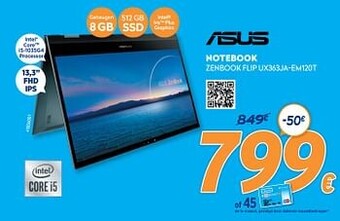 Krëfel Asus notebook zenbook flip ux363ja-em120t aanbieding