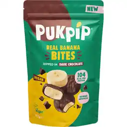 Albert Heijn Pukpip Real banana bites dark chocolate aanbieding