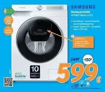 Krëfel Samsung wasmachine ww80t684alh-s2 aanbieding