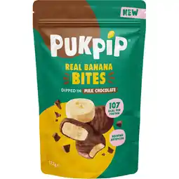 Albert Heijn Pukpip Real banana bites milk chocolate aanbieding