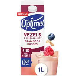Albert Heijn Optimel Drinkyoghurt vezels framboos blauwe bes aanbieding