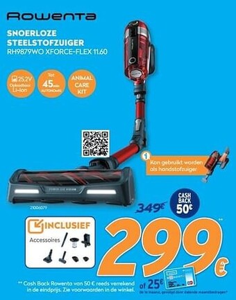 Krëfel Rowenta snoerloze steelstofzuiger rh9879wo xforce-flex 11.60 aanbieding