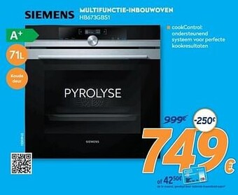Krëfel Siemens multifunctie-inbouwoven hb673gbs1 aanbieding