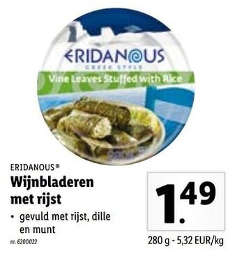 Lidl Wijnbladeren met rijst aanbieding