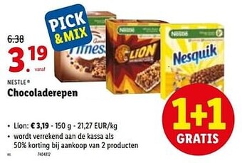 Lidl Chocoladerepen lion aanbieding