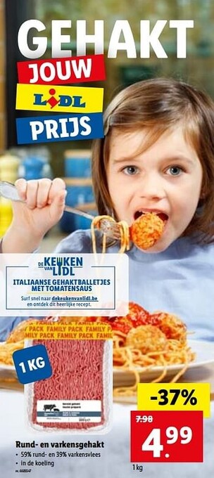 Lidl Rund- en varkensgehakt aanbieding
