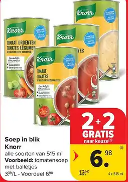 Carrefour Soep in blik Knorr aanbieding