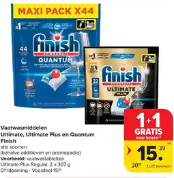 Carrefour Vaatwasmiddelen Ultimate, Ultimate Plus en Quantum Finish aanbieding