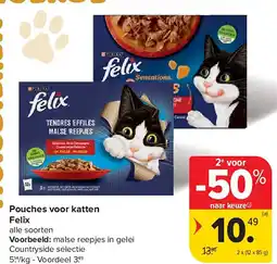 Carrefour Pouches voor katten Felix aanbieding