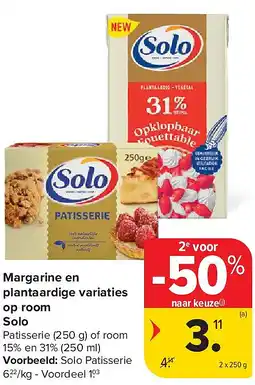Carrefour Margarine en plantaardige variaties op room Solo aanbieding