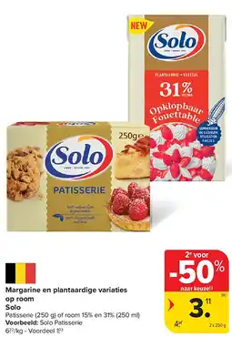 Carrefour Margarine en plantaardige variaties op room Solo aanbieding