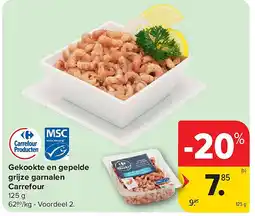 Carrefour Gekookte en gepelde grijze garnalen Carrefour aanbieding