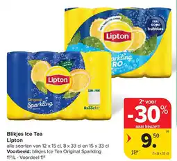 Carrefour Blikjes Ice Tea Lipton aanbieding