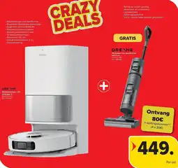Carrefour Dreame Robotstofzuiger L10s Ultra Gen 2 + Stofzuiger met dweilfunctie H11 Core aanbieding