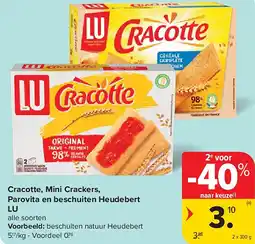 Carrefour Cracotte, Mini Crackers, Parovita en beschuiten Heudebert LU aanbieding