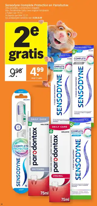 Albert Heijn Sensodyne Complete Protection en Parodontax aanbieding
