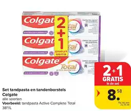 Carrefour Set tandpasta en tandenborstels Colgate aanbieding