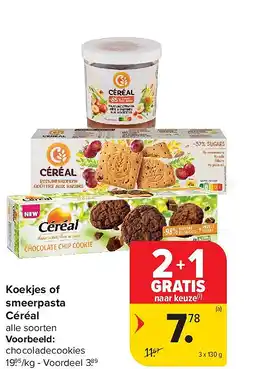 Carrefour Koekjes of smeerpasta Céréal aanbieding