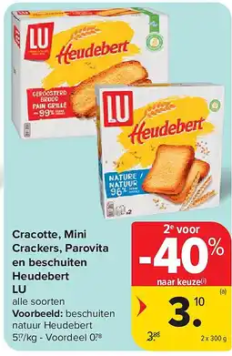 Carrefour Cracotte, Mini Crackers, Parovita en beschuiten Heudebert LU aanbieding