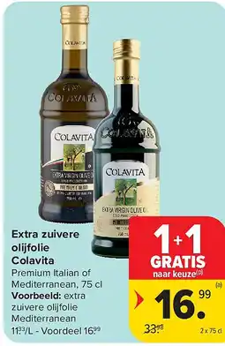 Carrefour Extra zuivere olijfolie Colavita aanbieding