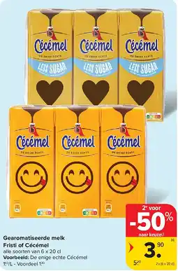 Carrefour Gearomatiseerde melk Fristi of Cécémel aanbieding