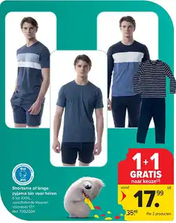 Carrefour Shortama of lange pyjama bio voor heren aanbieding