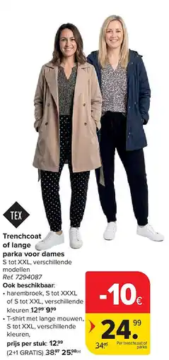 Carrefour Trenchcoat of lange parka voor dames aanbieding