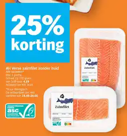 Albert Heijn AH Verse zalmfilet zonder huid aanbieding