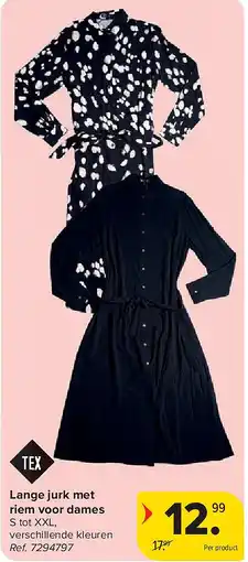 Carrefour Lange jurk met riem voor dames aanbieding