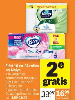 Albert Heijn Edet 16 en 24 rollen en Nalys aanbieding